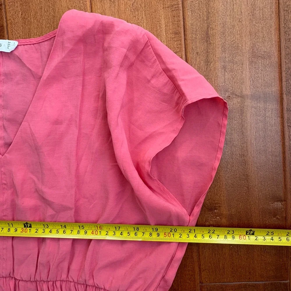 Mango Tiered V-Neck Mini Dress Womens Size 6‎ Pink
